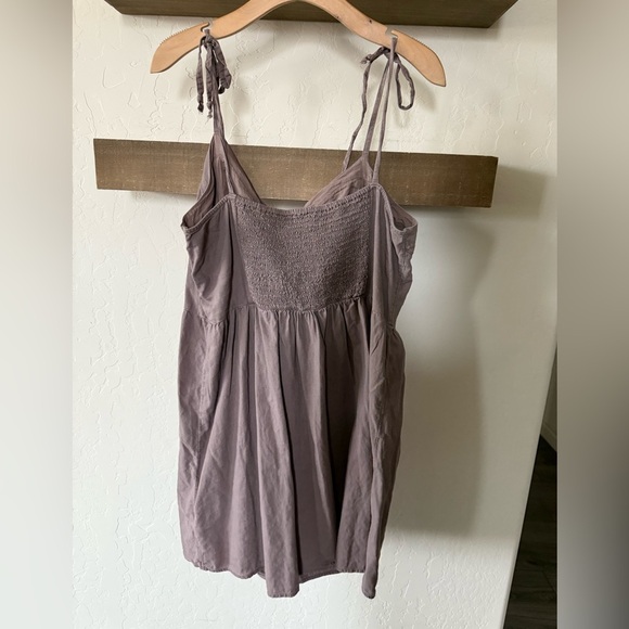 Aerie|Linen blend button down dress,back smocking & adjustable tie straps•••boho - Picture 5 of 13